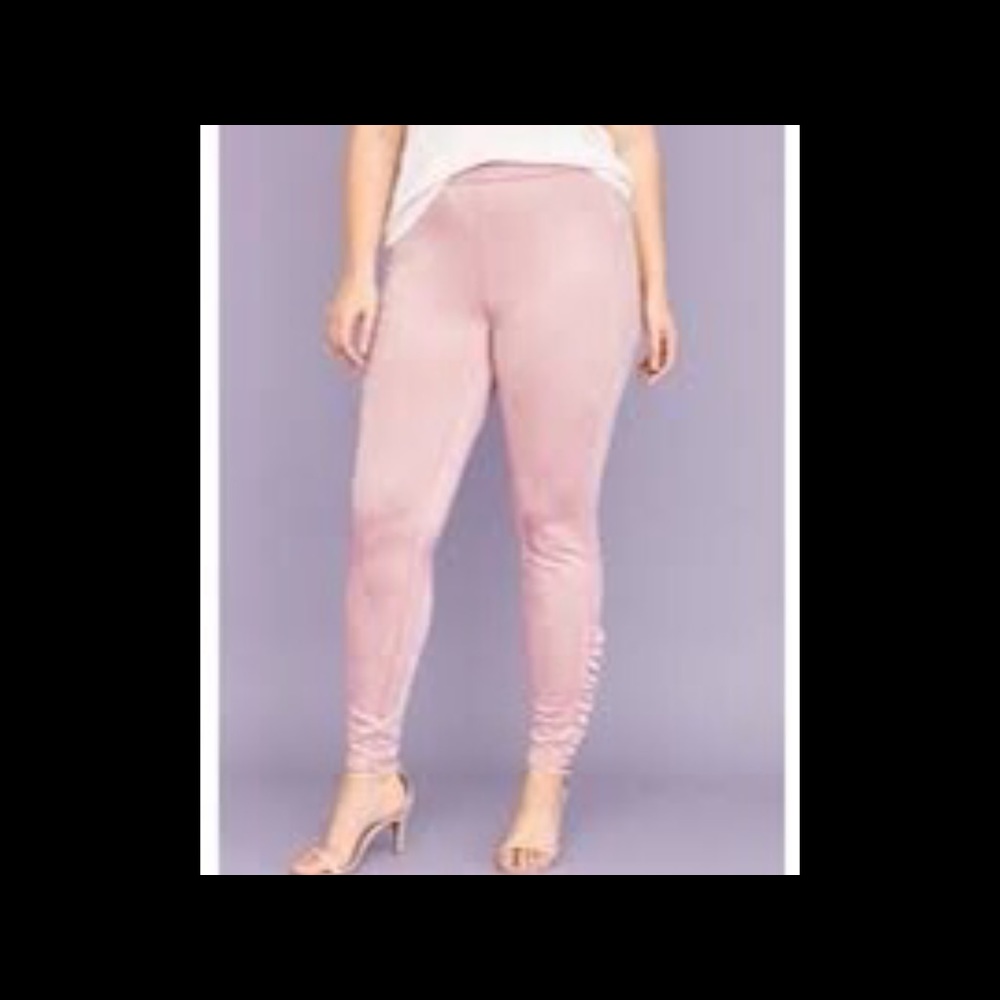 Faux suede washable legging, side ruffle, mauve - Picture 4 of 7